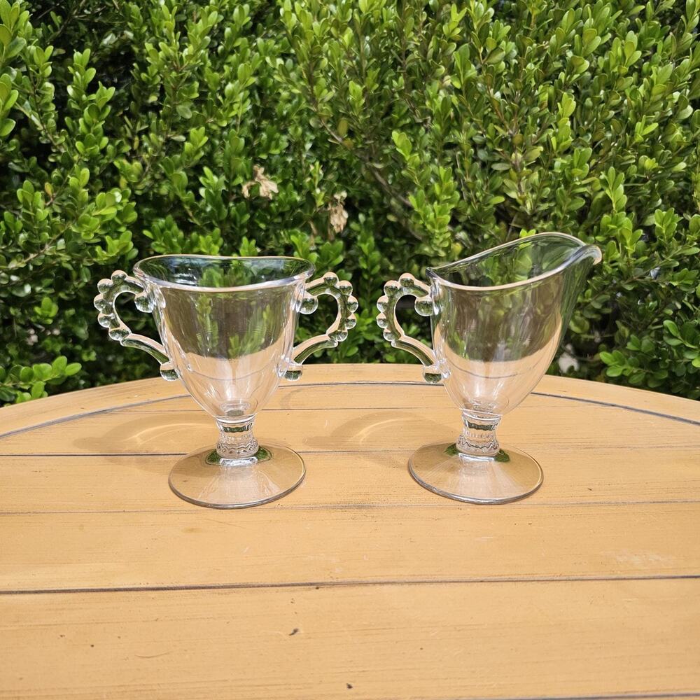 Vintage Imperial Glass Candlewick Clear Suagar and Creamer Set